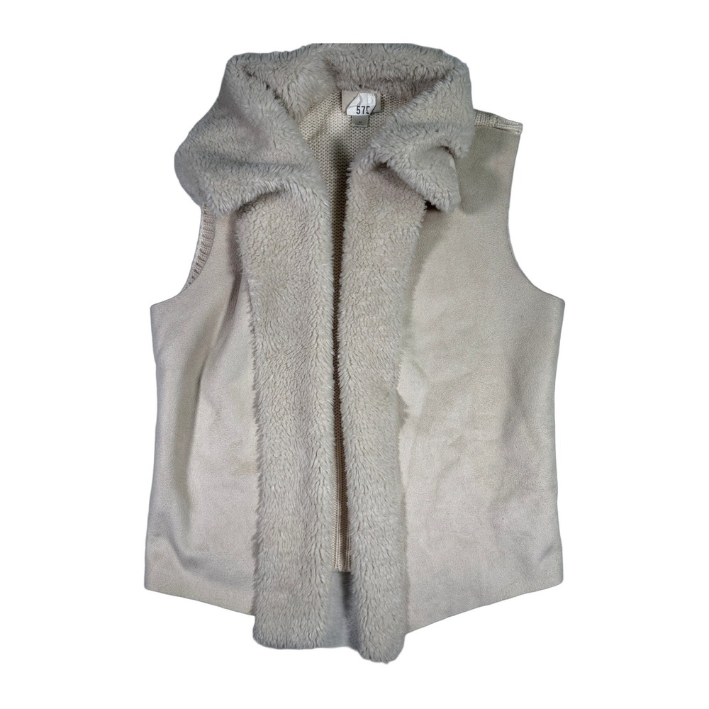 LOFT Outlet Women's Cream Faux Suede Sherpa Lined Vest Size Medium
